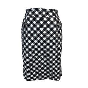 Michael Kors Skirt size 6 Black White Gingham Check Stretch Pencil Knee Career